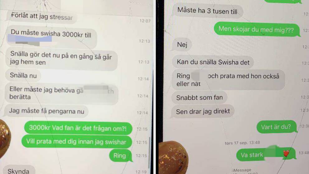 Sms från den kidnappade 14-åringen.