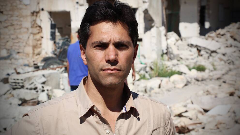 Samir Abu Eid på reportageresa i syriska Kobane i mitten av maj.