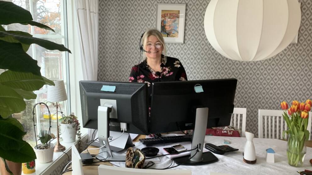 Eva Nilssons jobb som applikationskonsult går ut på att hjälpa företag när de har problem med sina affärssystem på det ekonomiska planet. Att sköta det hemifrån funkar utmärkt menar hon.