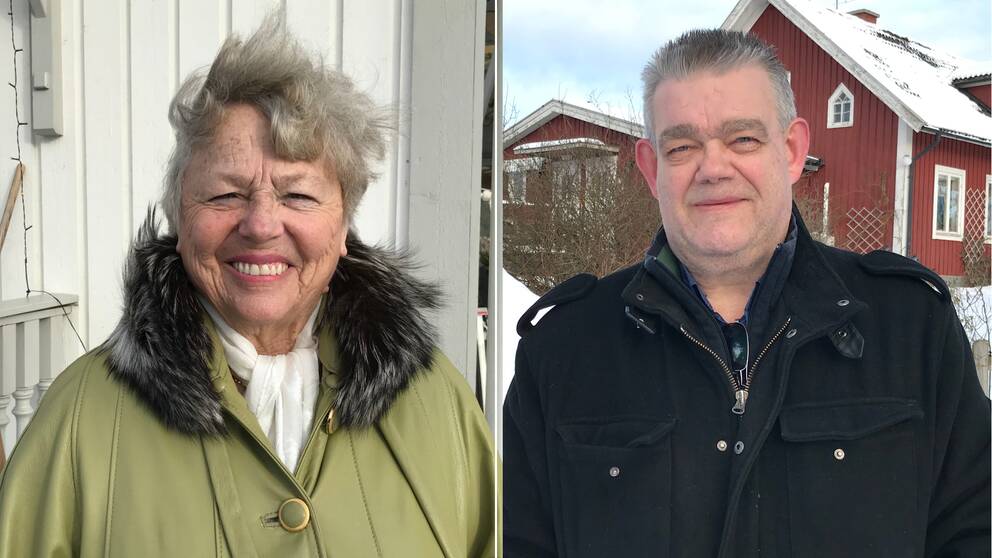 Bilden är ett collage med två bilder. Den vänstra bilden är en porträttbild på Mildred Persson, hon syns från brösthöjd och uppåt. Hon har kortklippt grått hår och en ljusgrön kappa på sig. Hon tittar in i kameran och ler med tänderna. Den högra bilden är en porträttbild på Lars-Gunnar Hellström. Han syns från brösthöjd och uppåt. Han har på sig en svart jacka, kortklippt kort hår och kort skäggstubb.
