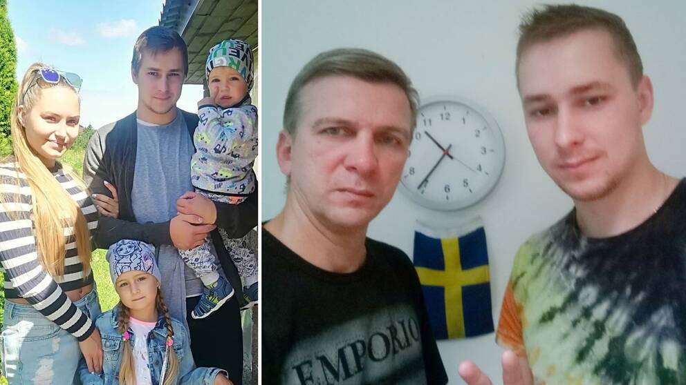 Bilden visar Vital och Vladislou Kuznetjuk, samt Vladislou Kuznetjuk med fru och barn.