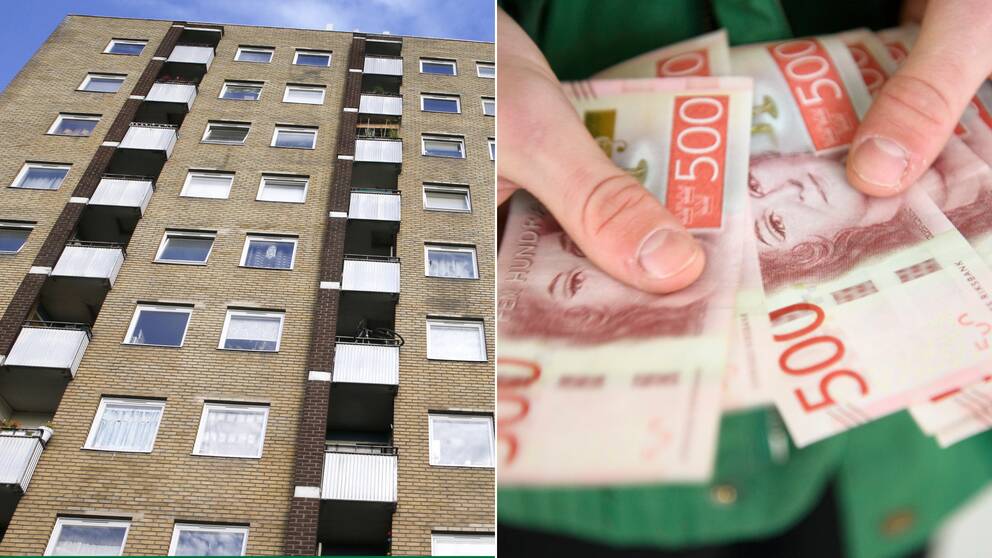 Ett hyreshus och massa femhundrakronors sedlar