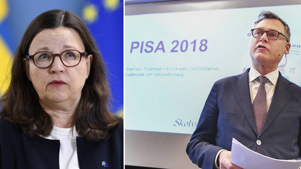 Utbildningsminister Anna Ekström och Skolverkets generaldirektör Peter Fredriksson.
