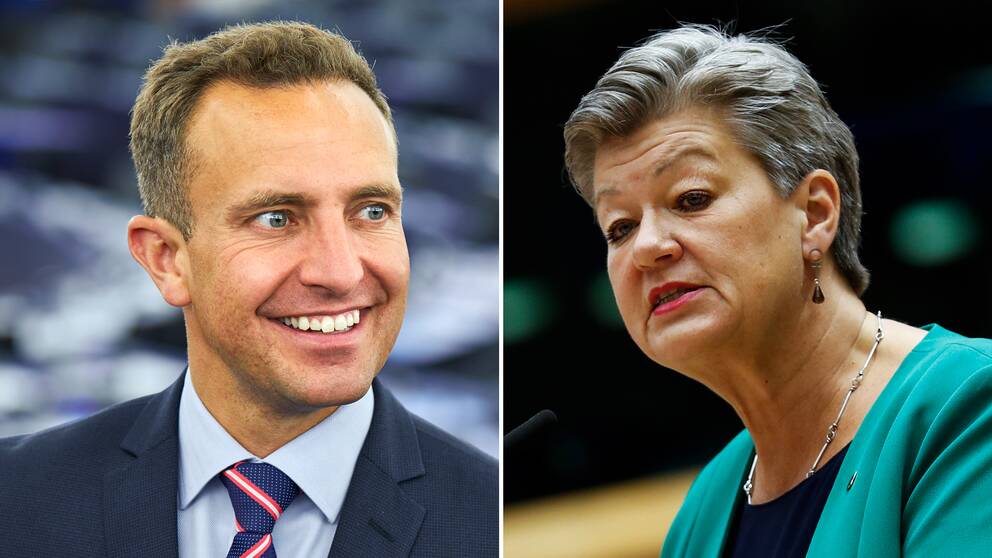 ”Vi behöver få kontroll vid den yttre gränsen”, säger EU-parlamentarikern Tomas Tobé (M) och ställer sig bakom den svenska EU-kommissionären Ylva Johanssons (t.h) EU-gemensamma migrationspakt.