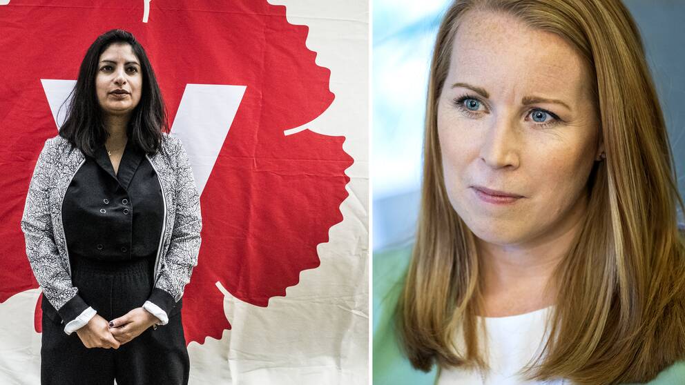 Vänsterpartiets partiledare Nooshi Dadgostar och Centerpartiets partiledare Annie Lööf.