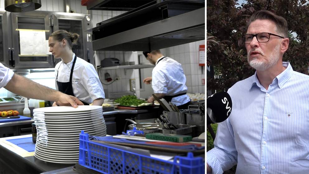 Starta klippet för att höra Niclas Gustafsson, vid Arbetsförmedlingen i Halmstad (till höger), förklarar mer om hur hårt pandemin slagit mot just restaurangbranschen.