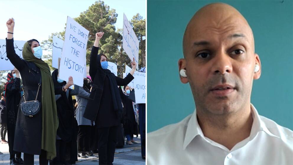 Kvinnor vid en 8 mars-demonstration afghnaksa Herat/Daniel Madhani,  landchef för Svenska Afghanistan-kommittén