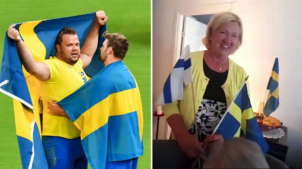 Mamma Taina Ståhl firade sonens OS-guld hemma i Viksjö.