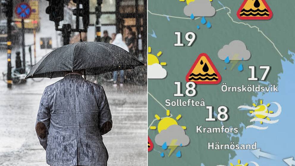 Kraftigt regnväder väntas i Västernorrland