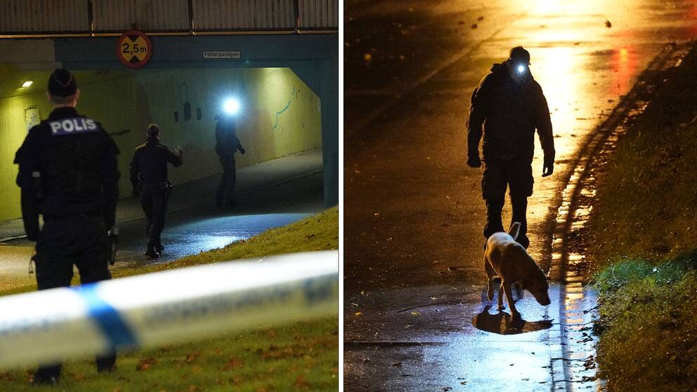 Polis på plats i Närlunda, Helsingborg efter en skottlossning där en man skadats allvarligt.