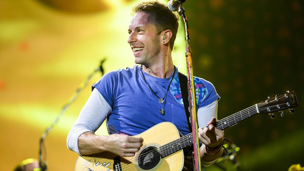 Chris Martin när brittiska gruppen Coldplay spelade på Friends Arena i Solna inför fullsatta läktare 2016.