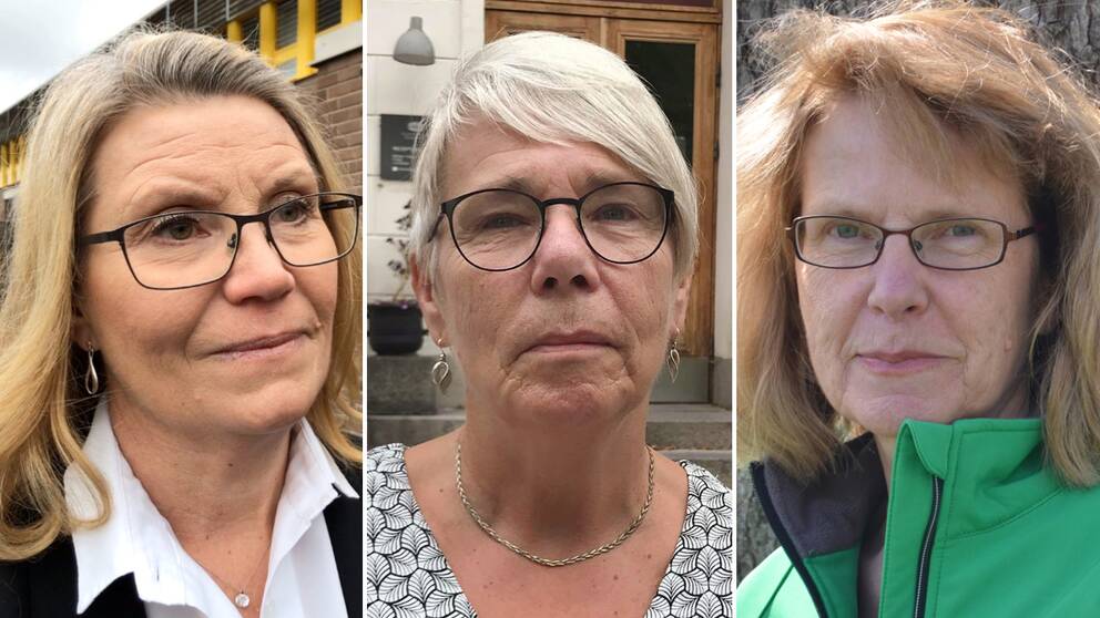 Arkivbilder samt en pressbild på Catharina Fredriksson (S), Monica Johansson (S) och Inger Fredriksson (C).