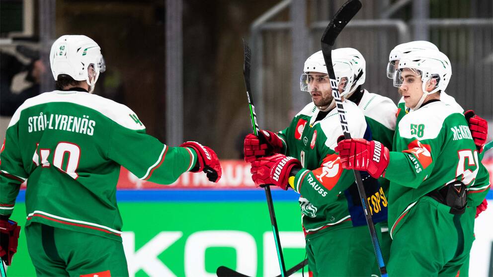 Ludvig Larsson jublar efter målet.