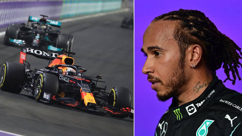 Här kolliderar Lewis Hamilton med Max Verstappen.