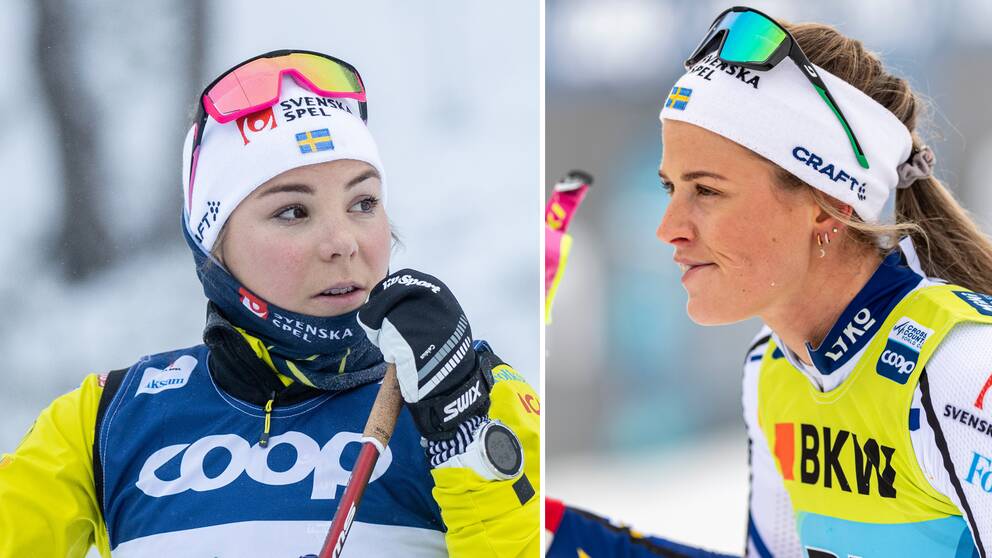 Anna Dyvik, till höger, stöttar Johanna Hagström efter OS-beskedet.