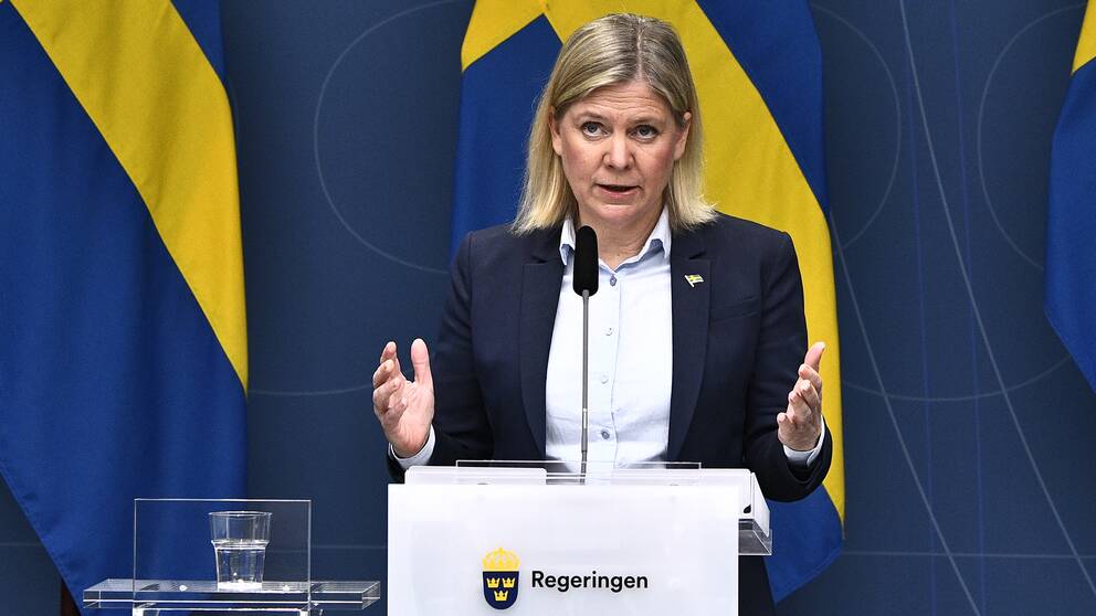 Statsminister Magdalena Andersson (S) höll pressträff efter dagens partiledarsamtal om säkerhetsläget.