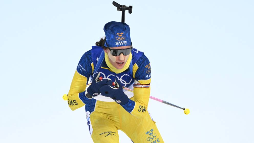 Hanna Öberg i damernas distanslopp i skidskytte,15 km, under vinter-OS i Peking 2022.