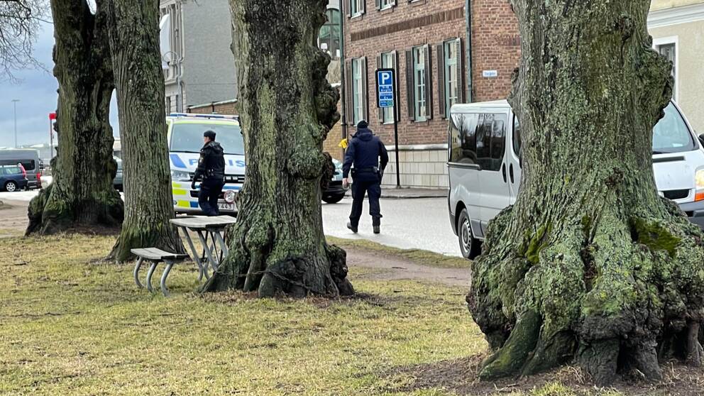 Polisen var på plats i området runt Kattrumpan och pratade med tänkbara vittnen under torsdagsförmiddagen.