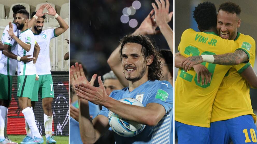 Saudiarabieb, Uruguay och Brasilien är tre VM-klara lag.