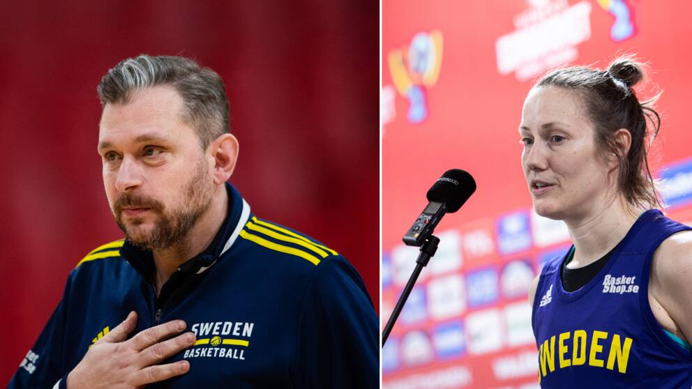 Fredrik Joulamo (generalsekreterare basketförbundet) och Frida Eldebrink.