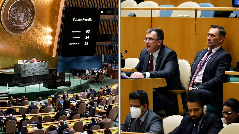 FN stänger av Ryssland från människorättsrådet. Rysslands FN:s ambassadör Gennady Kuzmin fördömde förslaget innan omröstningen tog vid.