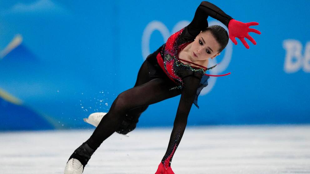 Ryska konståkaren Kamila Valieva under OS i Peking.