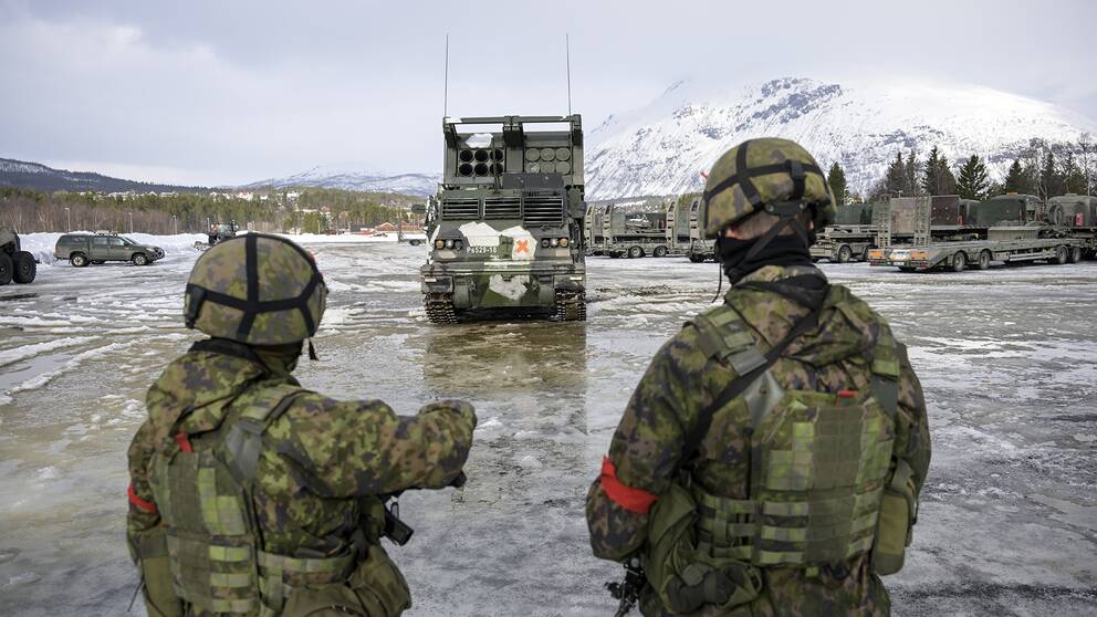 Foto från militärövningen Cold Response 2022 i Norge där Nato- och partnerländer, däribland Sverige, deltog.