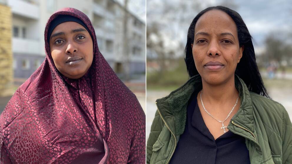 Bilden är delad i två och består av två porträttbilder. Den vänstra är en bild på Ruwayda Ahmad Abdi och den högra är Helen Tesfay. 