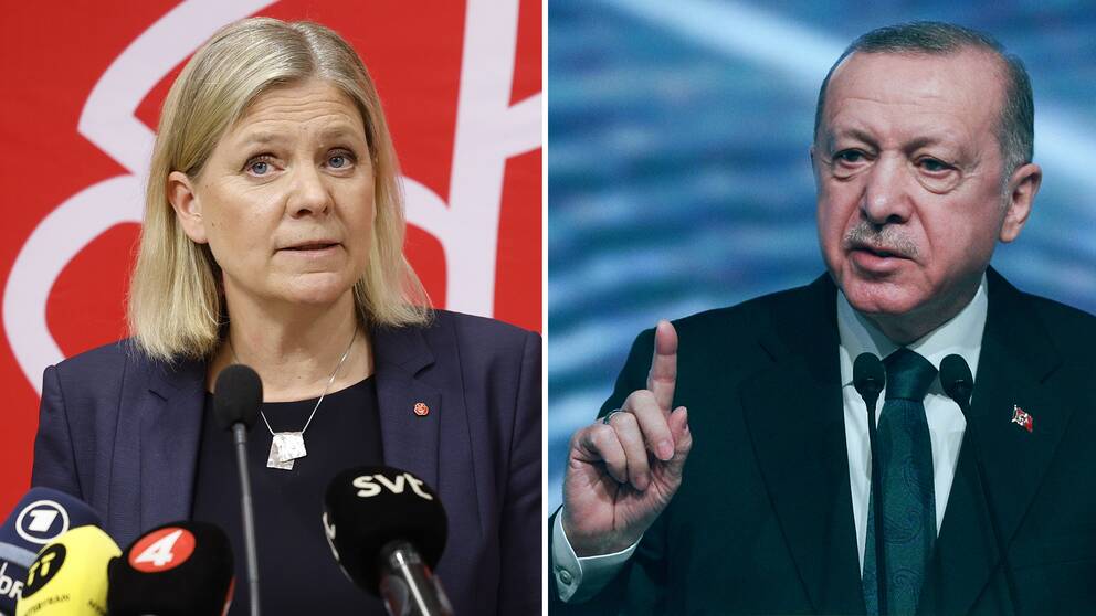 Sveriges statsminister Magdalena Andersson och Turkiets president Erdogan