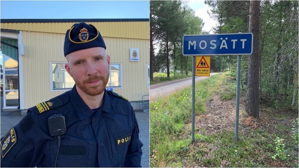 Poliseinspektör Christer Florin i Sveg  skylt Mosätt