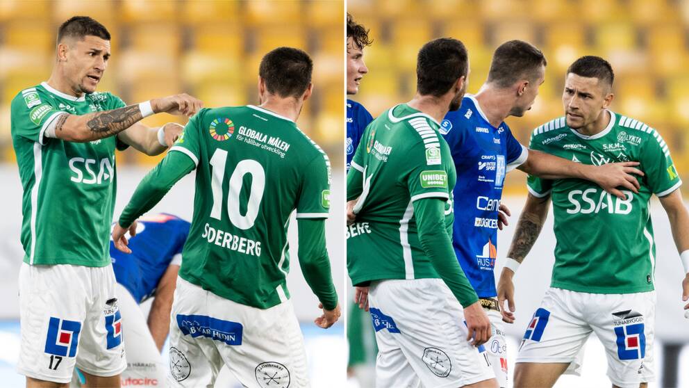 Bragespelarna rök ihop under matchen.