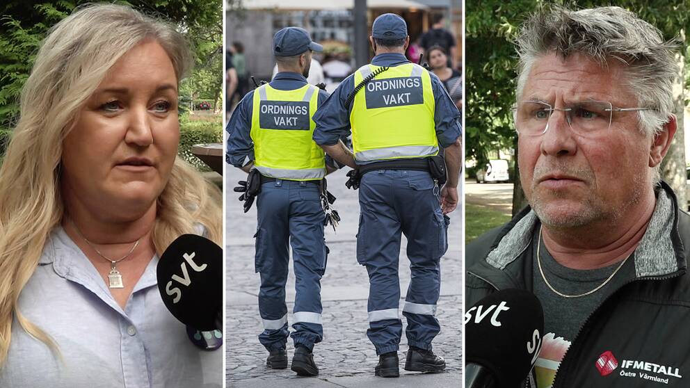 Marie Oudin (M) kommunalråd, ordningsvakter i uniform på stan, Lars Nilsson (S)