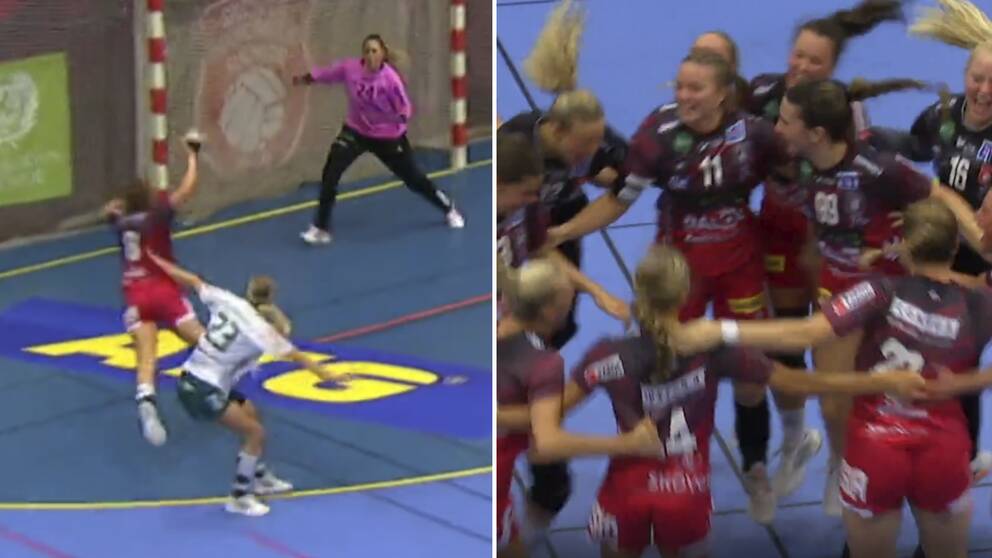 Vilt segerjubel i Skövde Idrottshall efter Elma Örtemarks avgörande.