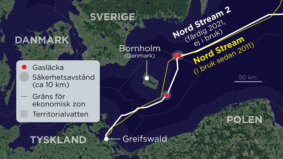 Seismolog: Två explosioner intill Nord Stream | SVT Nyheter
