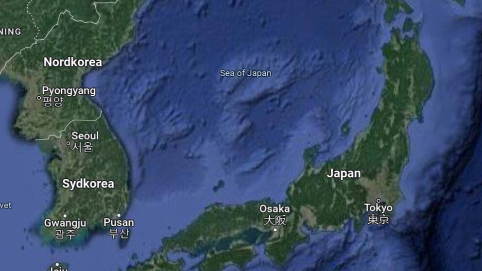 Japanska havet mellan Koreahalvön och Japan. 