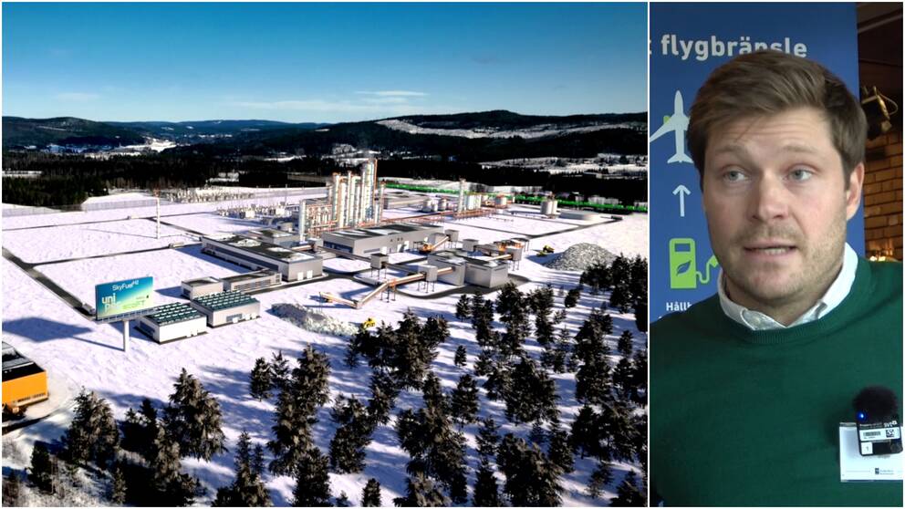 Planerade flygbränslefabriken i Långsele och Unipers svenska affärsutvecklingschef Mikael Nilsson.