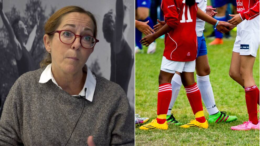 Charlotta Stenhem på RF-SISU och gebrebild på fotbollstjejer