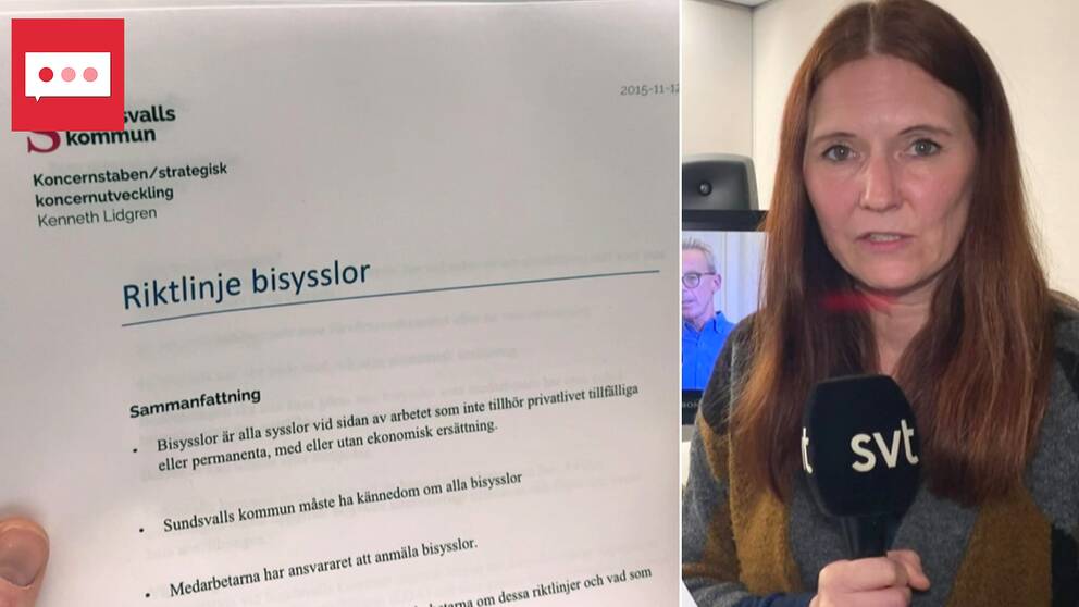 Riktlinjer för bisysslor för anställda inom Sundsvalls kommun, SVT:s reporter Anna Beijron.