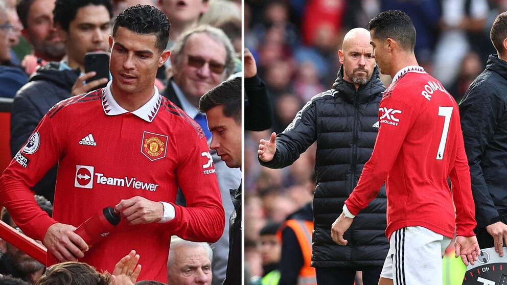 Cristiano Ronaldo såg frustrerad ut när han byttes ut mot Newcastle.