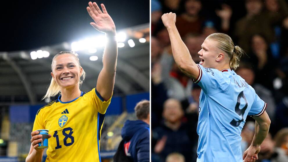 Fridolina Rolfö kan vinna på damsidan och Erling Braut Haaland på herrsidan.