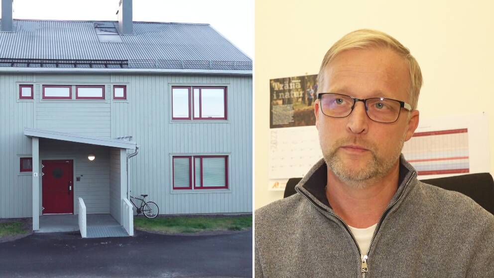 Mikael Pudas, vid för Kirunabostäder intervjuas på kontoret. Bilder på hyreslägenheter i tätorten.