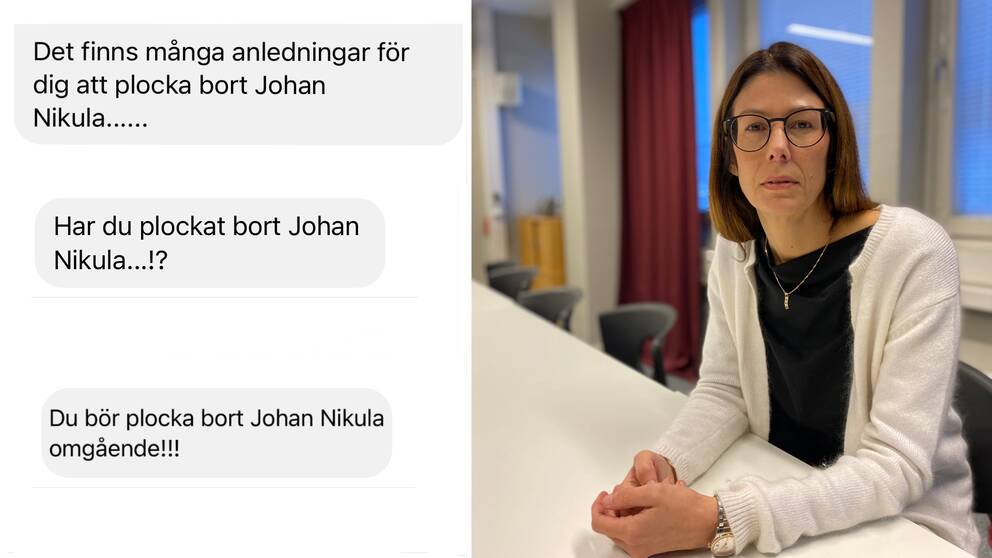 Bodil Hansson (S), kommunalråd i Sundsvall och några av de sms som hon fått av ex-vd:n.