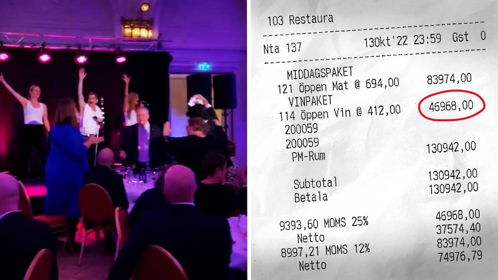 Pappersnota med priset för festen där politikerna i Västerås tackades av.