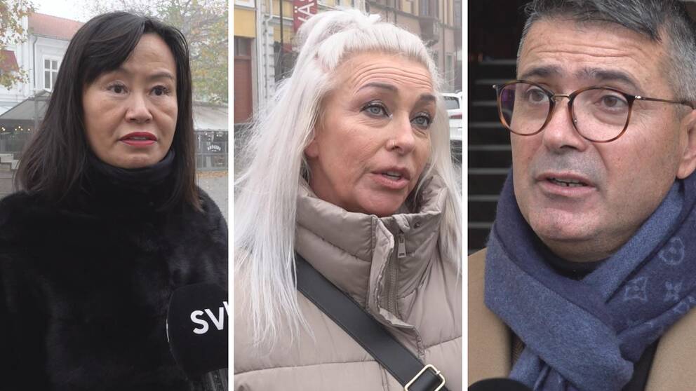 Tre människor som intervjuas på gatan i Kalmar.