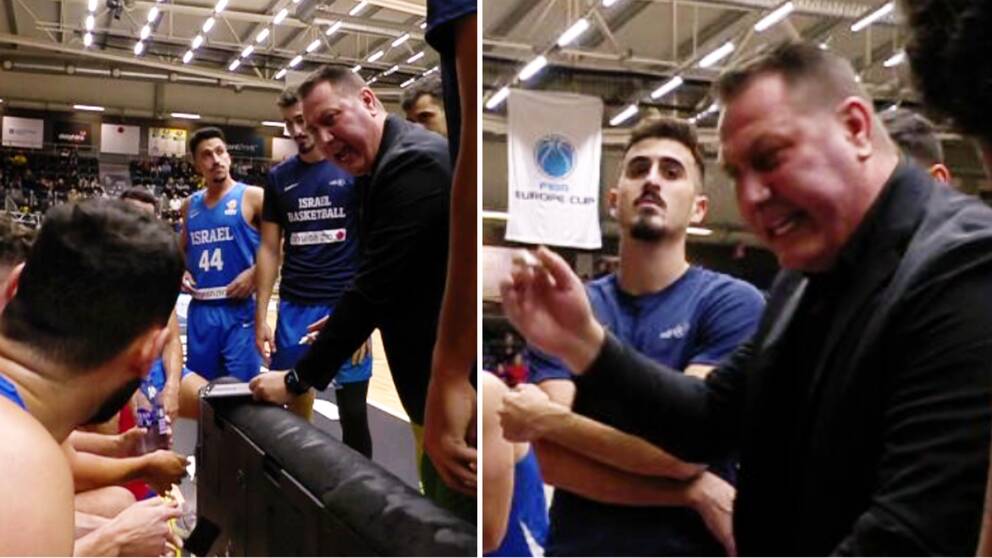 Här rasar Israels förbundskaptens Guy Goodes under matchen mot Sverige.