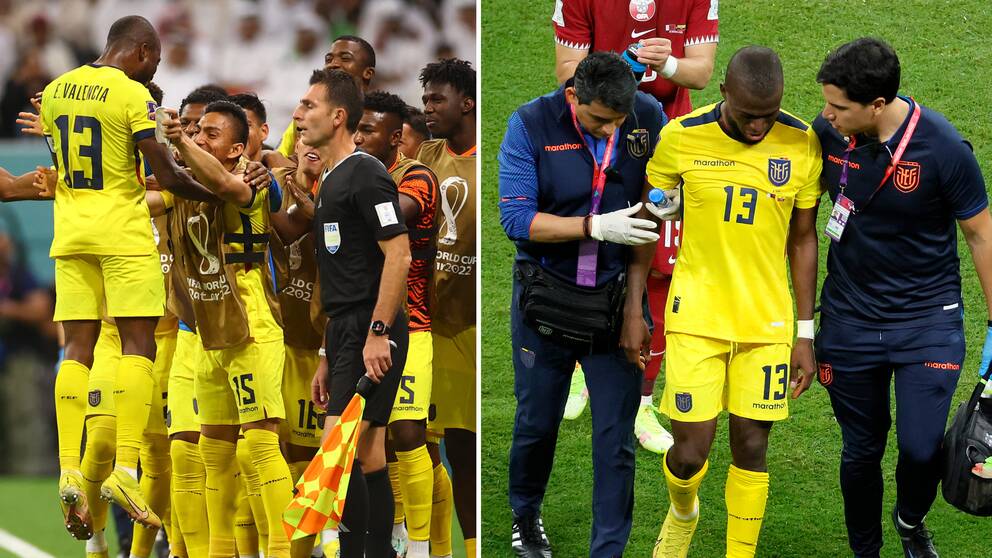 Ecuadors kapten Enner Valencia blev stor hjälte i öppningsmatchen mot Qatar – men tvingades sedan utgå skadad.