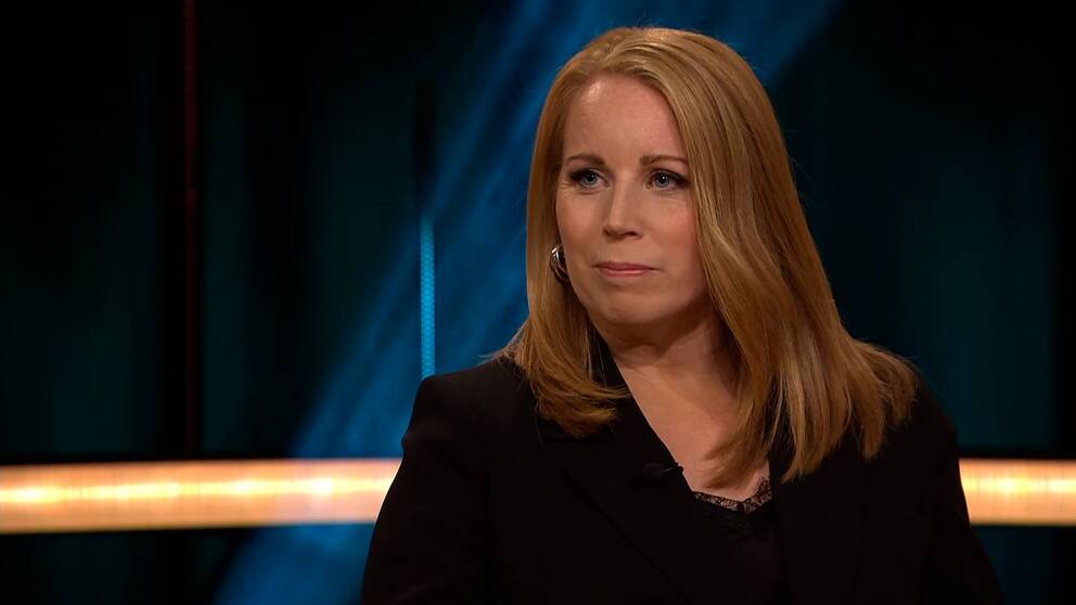 ”Tittade i mina ögon, sen log han” – Hör Annie Lööf (C) om mötet med Theodor Engström. Bild på Lööf från intervjun.