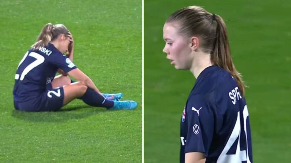 Deppiga Rosengårdspelare efter CL-förlusten mot Benfica.