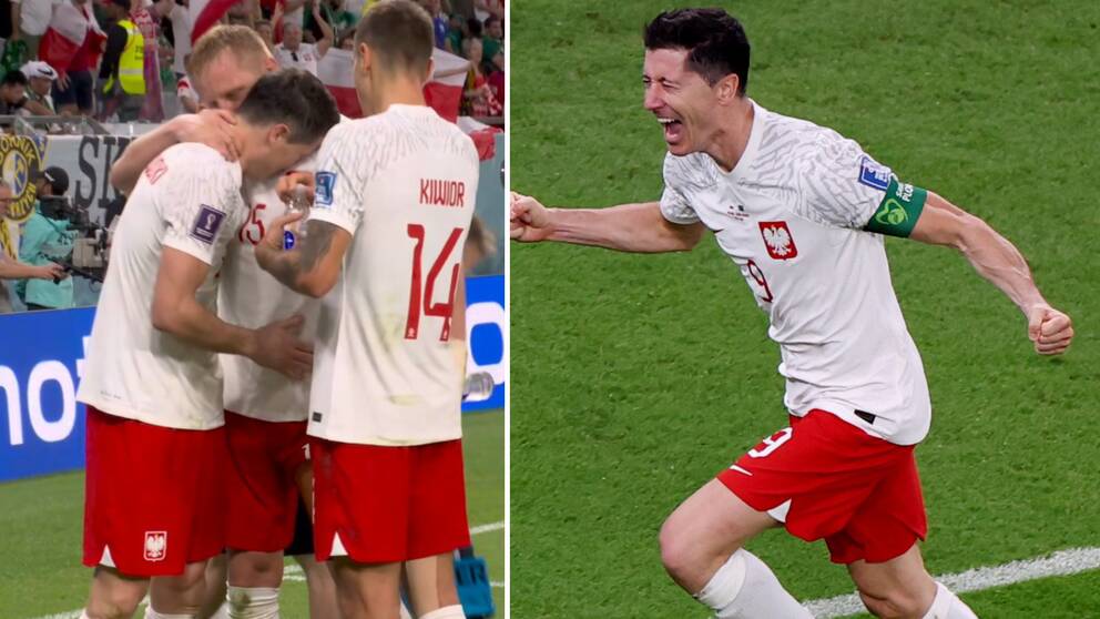 Robert Lewandowski i tårar efter första VM-målet.