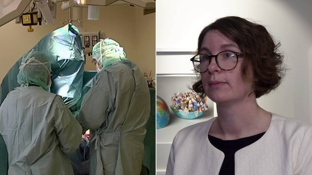 operationssal med anställda i vården som opererar och politikerna Elin Norén (S).